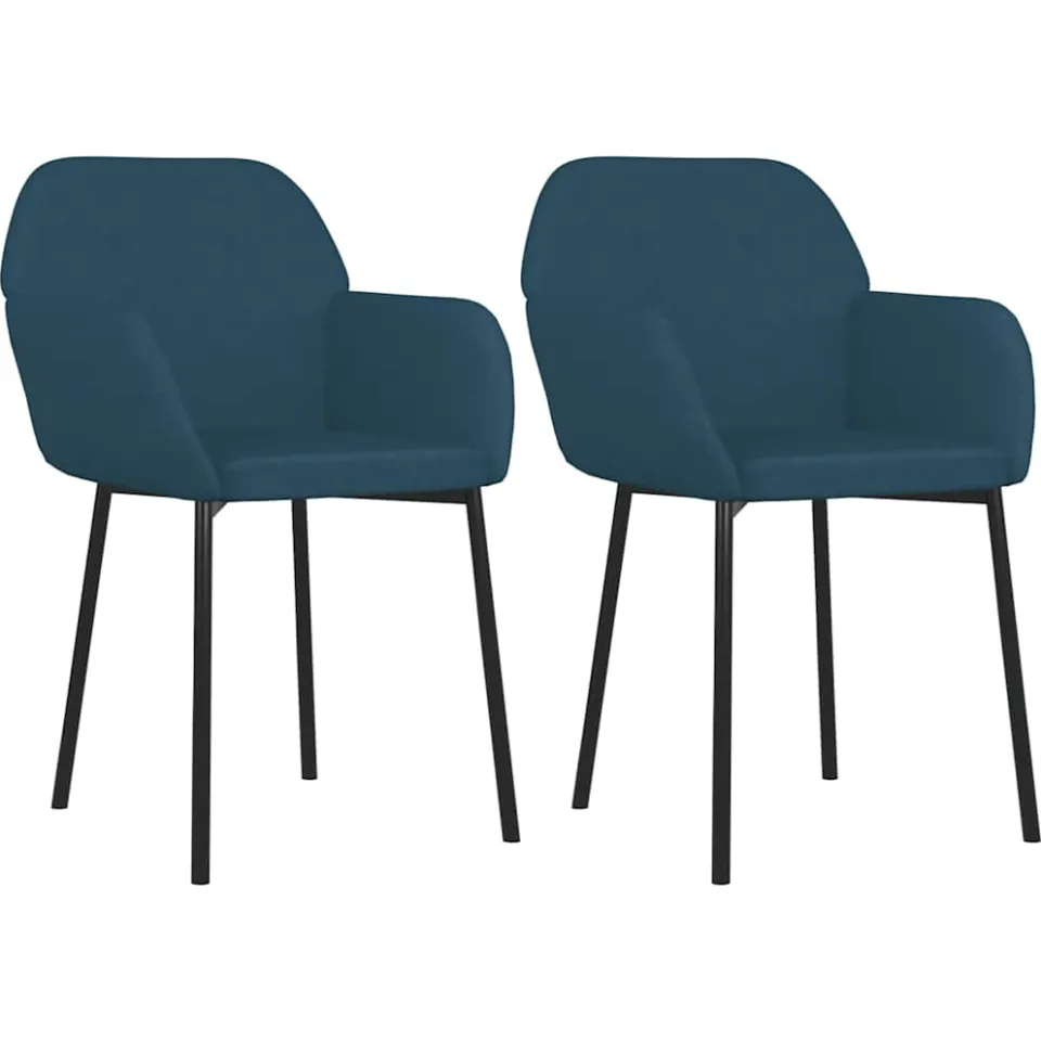vidaXL Eetkamerstoelen 2 st fluweel blauw, foto 3