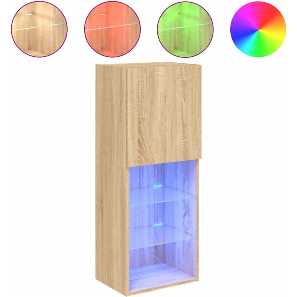 vidaXL Tv-meubel met LED-verlichting 40,5x30x102 cm sonoma eikenkleur Bruin