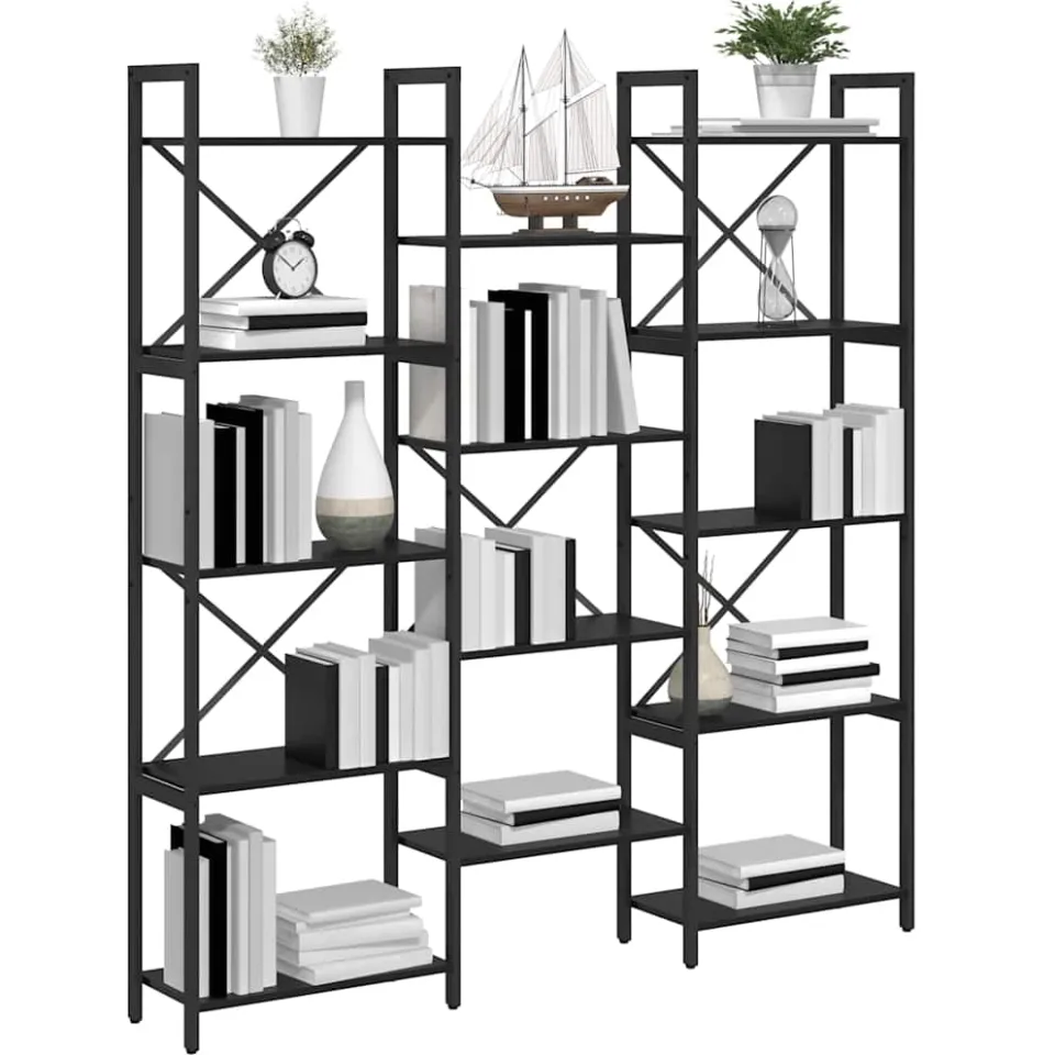 vidaXL Boekenkast 156 x 25 x 167 cm Bewerkt hout Zwart Eiken