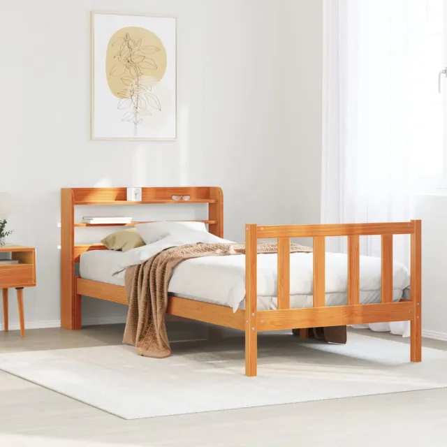 vidaXL Bedframe met hoofdbord massief grenenhout wasbruin 100x200 cm bruin