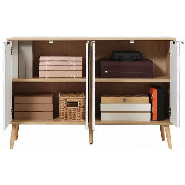 COVREO Dressoir 120 x 35 x 77,4 cm wit, spaanplaat, verstelbare plank