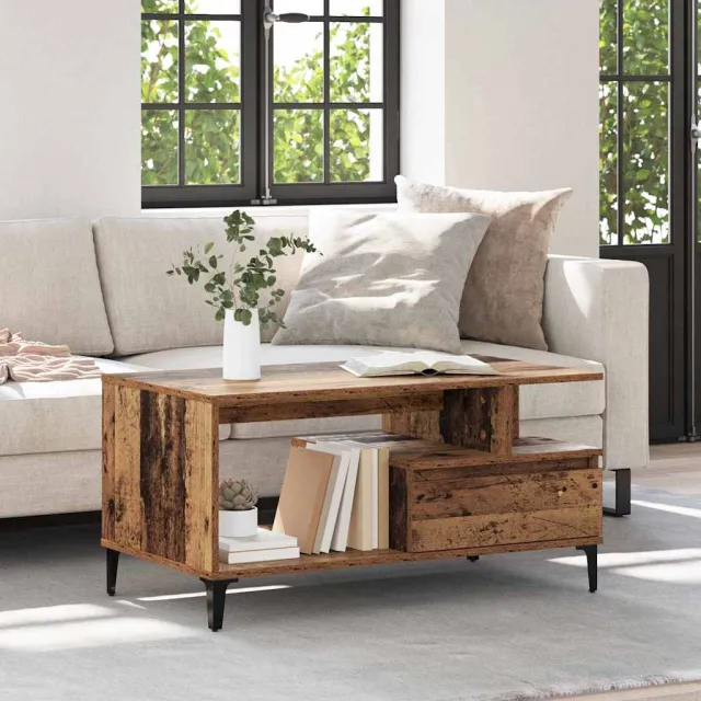 vidaXL Salontafel Oud Hout 90 x 49 x 45 cm Bewerkt hout bruin, foto 2