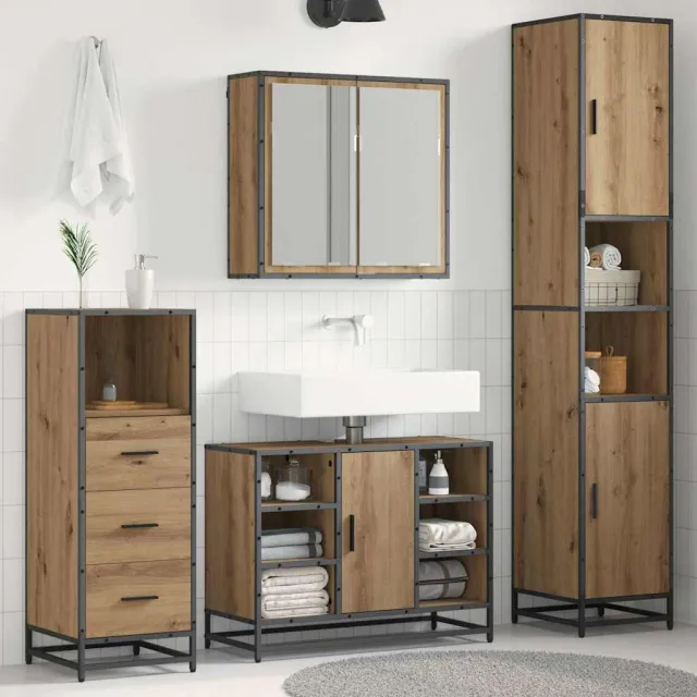 vidaXL Badkamermeubelset 3 st Artisan Eiken 80 x 33 x 60 cm Bruin
