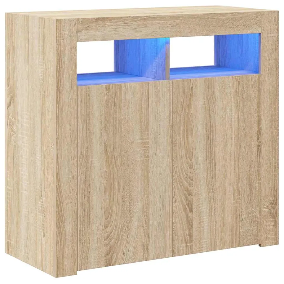 vidaXL Dressoir met LED-verlichting 80x35x75 cm sonoma eikenkleurig, foto 3