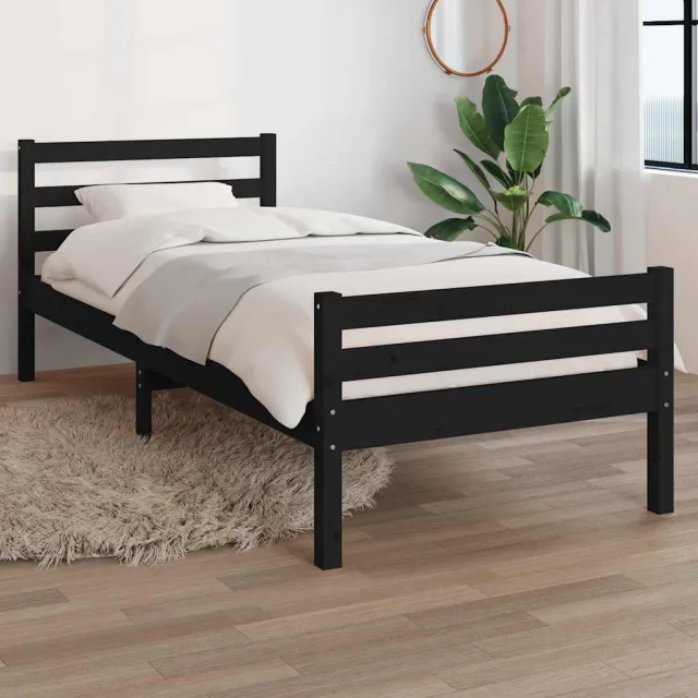 vidaXL Bedframe massief hout zwart 100x200 cm