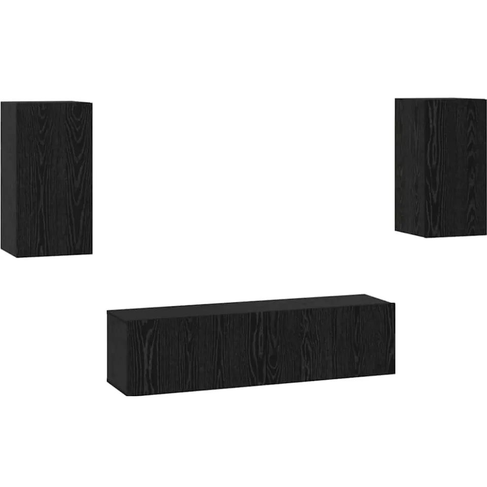 vidaXL Tv-meubelset Zwart Eiken Bewerkt hout, foto 3