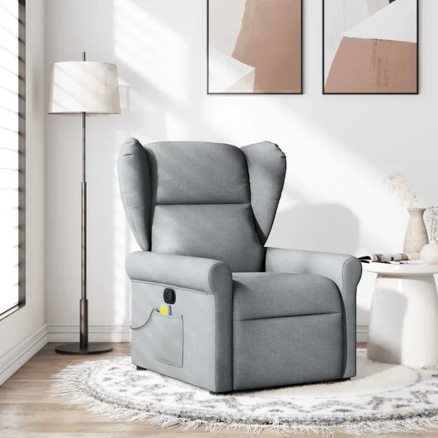 vidaXL Massagestoel - verstelbaar - stof - lichtgrijs
