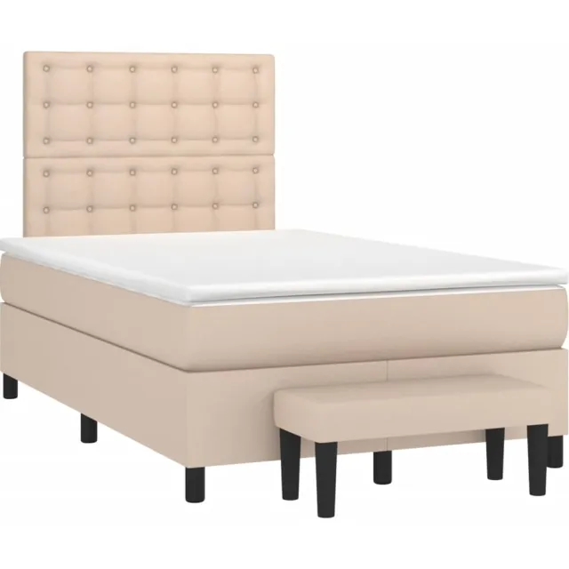 vidaXL Boxspring met matras kunstleer cappuccinokleurig 120x190 cm bruin