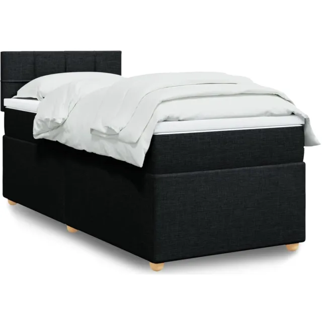 vidaXL Boxspring met matras stof zwart 90x190 cm