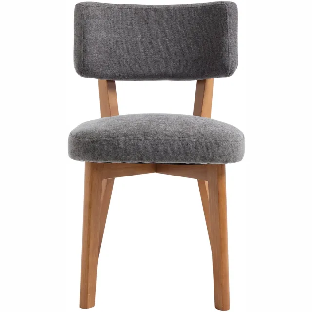Merax Eetkamerstoelen Set van 2 - Grijze Stoffen Stoelen met Massief Houten Poten - Moderne Scandinavische Stoel voor Eetkamer - Keuken en Kantoor Grijs