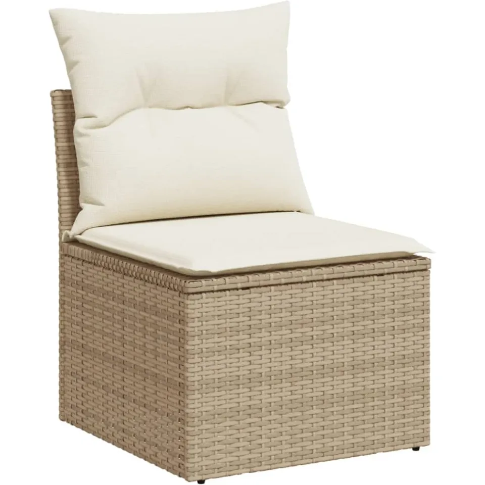 vidaXL 11-delige Tuinset met kussens poly rattan beige