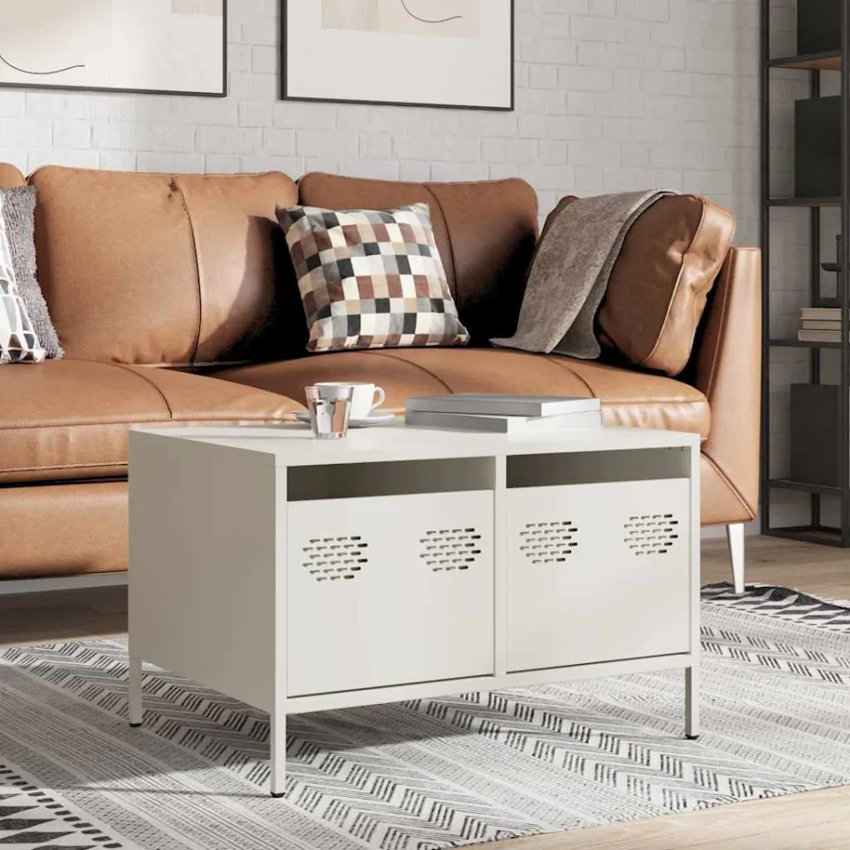 vidaXL Tv-meubel 68x50x43,5 cm koudgewalst staal wit, foto 4