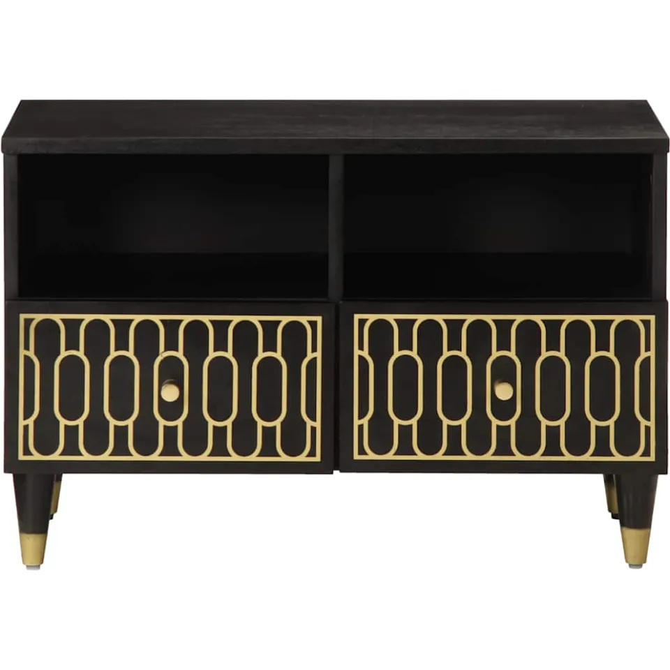 vidaXL Tv-meubel 70x33x46 cm massief mangohout zwart, foto 3