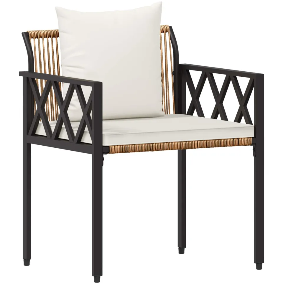 vidaXL tuinmeubelset 3 st Bruin en Crème Wit poly rattan, foto 4