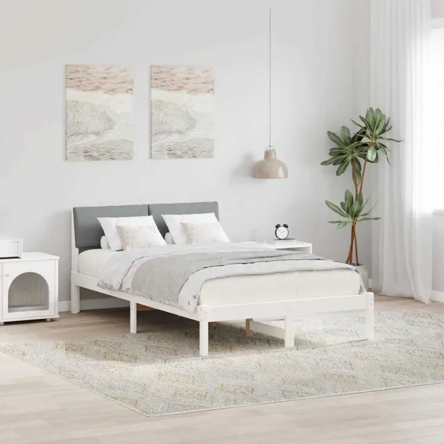 vidaXL Bedframe Wit en lichtgrijs 120 x 200 cm Massief grenenhout