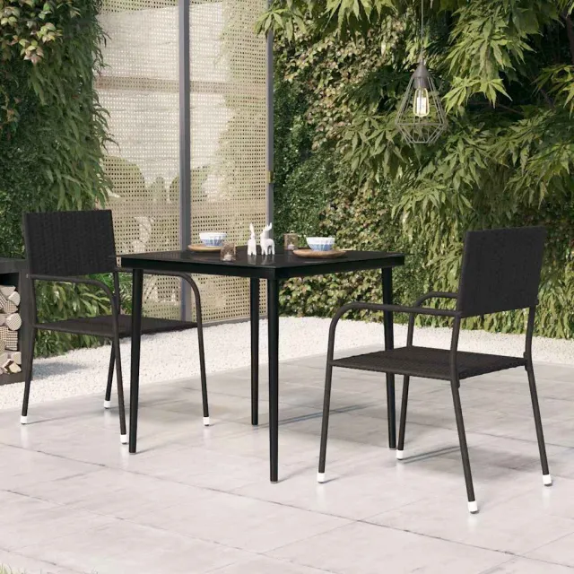 vidaXL Tuintafel 80x80x74 cm staal en glas zwart, foto 2