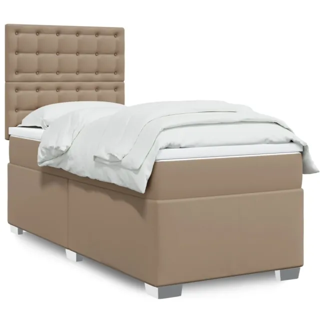 vidaXL Boxspring met matras kunstleer cappuccinokleurig 80x200 cm Bruin