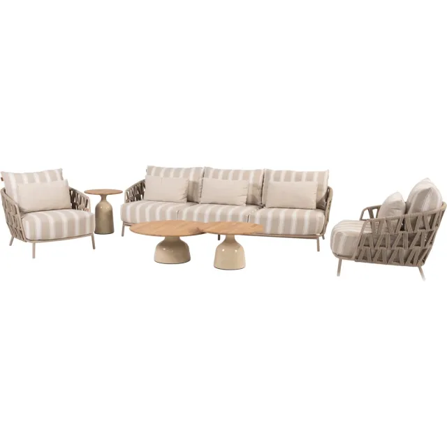 4 Seasons Outdoor June Beverly stoel bank loungeset 6 delig latte 4 Seasons Outdoor Zand / Latte / Linen