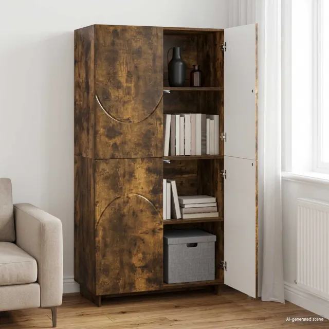 vidaXL Hoge kast Gerookt eiken 79 x 41 x 151 cm Bewerkt hout Bruin