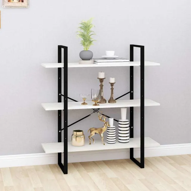 vidaXL Boekenkast met 3 schappen 100x30x105 cm massief grenenhout wit, foto 2