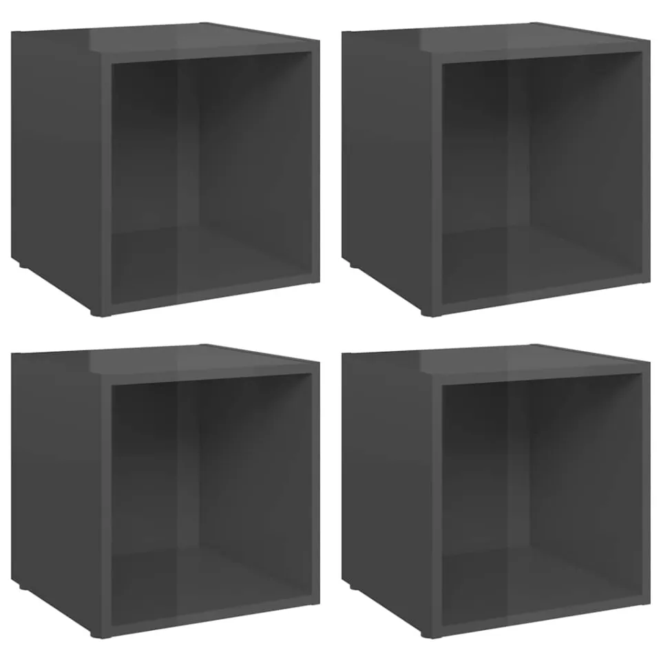 vidaXL Tv-meubelen 4 st 37x35x37 cm bewerkt hout hoogglans grijs, foto 3