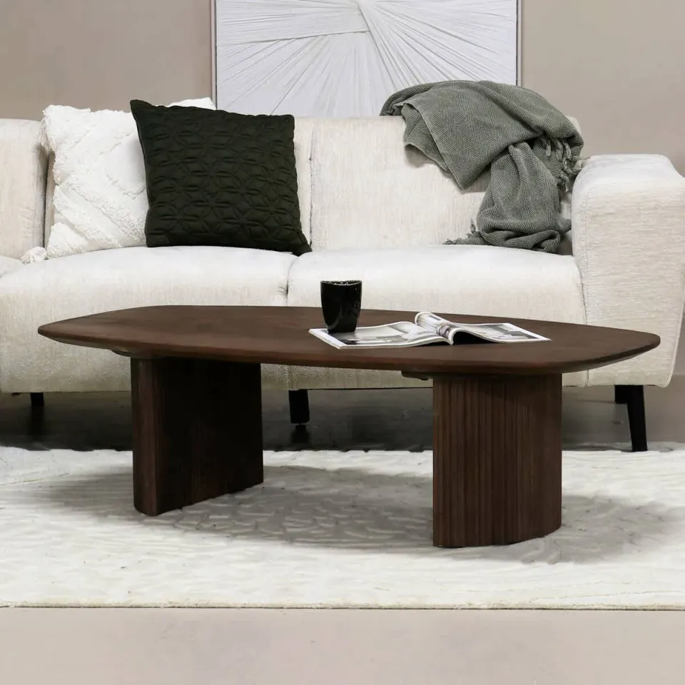 Giga Meubel Salontafel Feline - Deens Ovaal - Mangohout - 130cm, foto 3