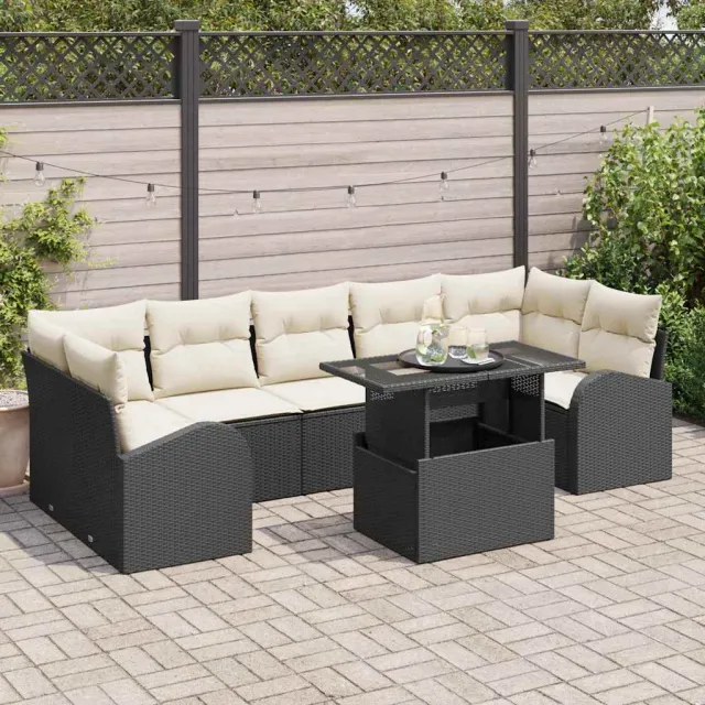 vidaXL Tuin Sofa Set 8 st Zwart poly rattan, foto 2