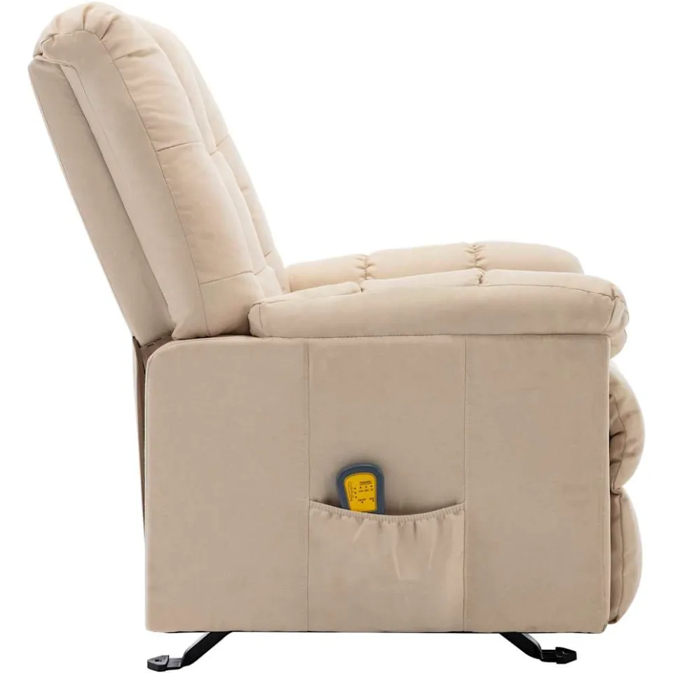 vidaXL Massagestoel verstelbaar stof crèmekleurig, foto 4