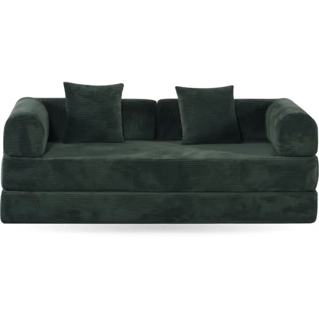 Troonz Slaapbank Comfy Groen | Vouwbank en Logeerbed | Ribstof 200x200 cm