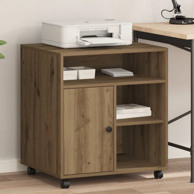 vidaXL Printerstand - artisanaal - eikenkleurig - 60 - x - 50 - x - 67 - cm Artisanaal eikenkleurig