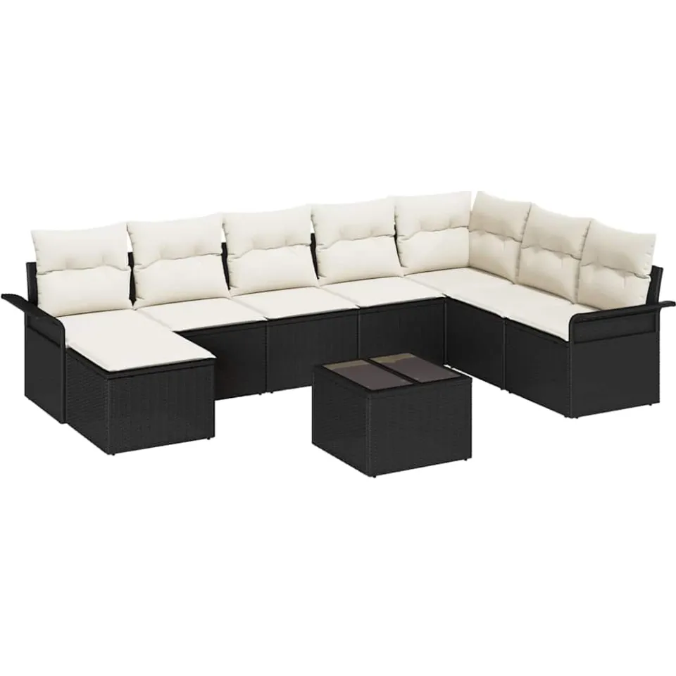 vidaXL Tuin Sofa Set 9 st Zwart poly rattan
