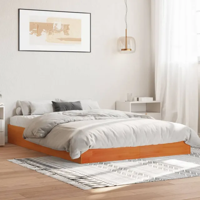 vidaXL Bedframe zonder matras massief grenenhout wasbruin 140x200 cm bruin