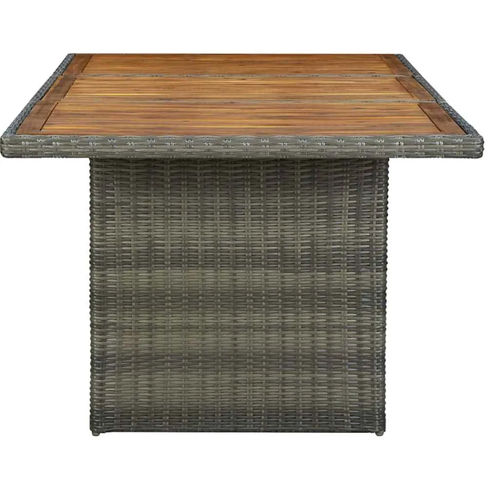 vidaXL Tuintafel poly rattan en massief acaciahout bruin, foto 2