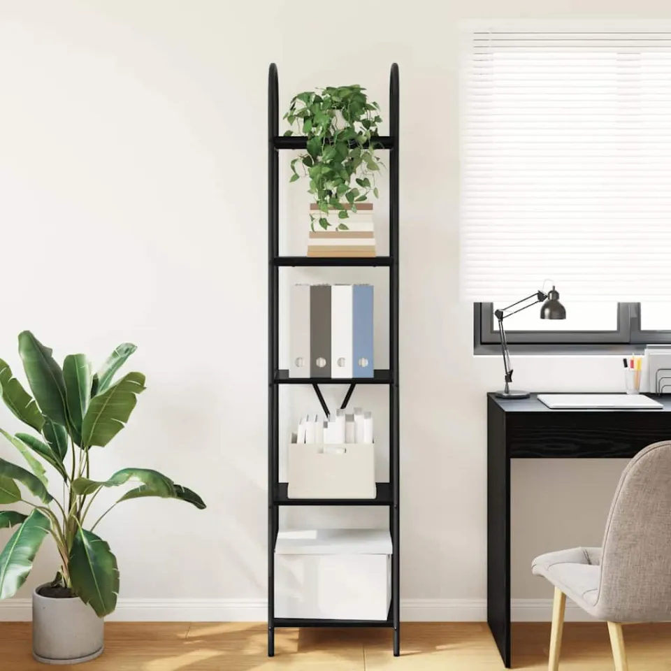 vidaXL Boekenkast 5-laags 40 x 30 x 183 cm Bewerkt hout Zwart Eiken, foto 3
