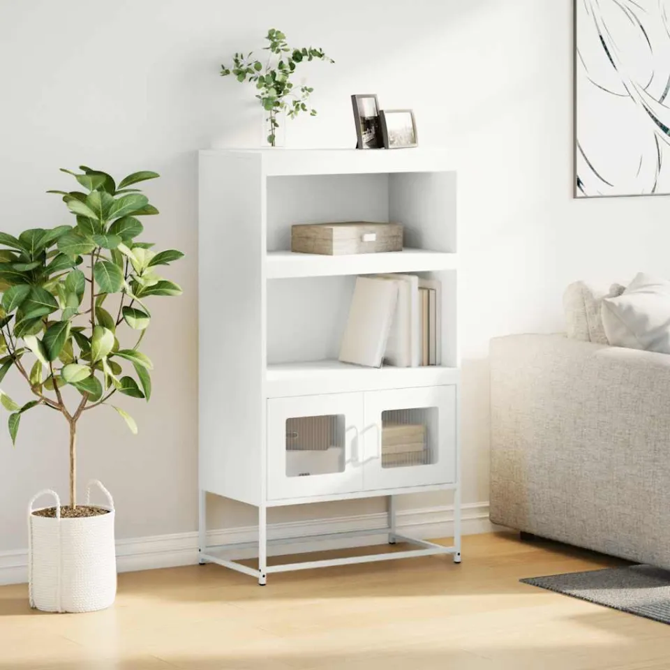 vidaXL Hoge kast 68x39x123 cm staal wit, foto 3