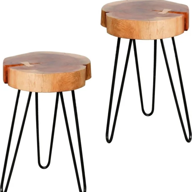 LT-Luce Bijzettafel Boomstam ± 32cm Ø 2 Stuks Zwart