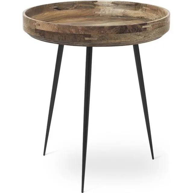 Mater Bowl table M - natural finish - steel legs D46cm / H52cm bruin