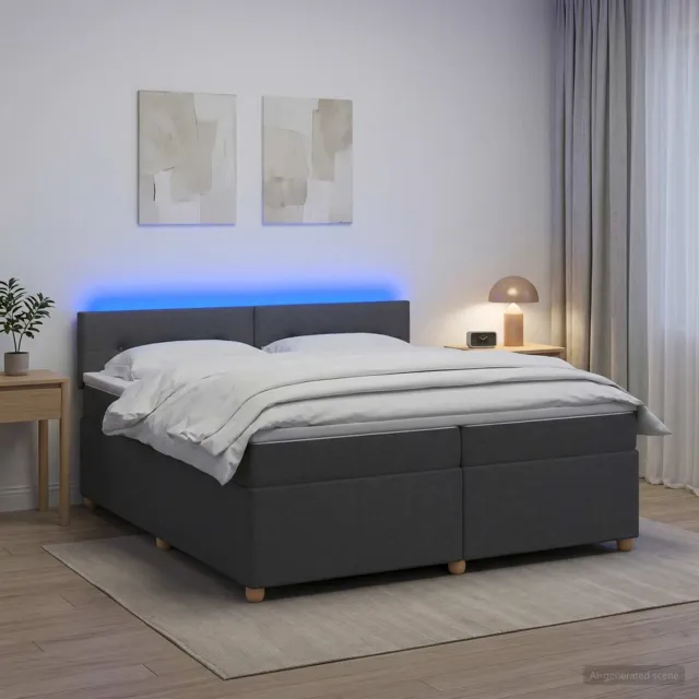 vidaXL Boxspringbed met matras Donkergrijs 200 x 200 cm Stof