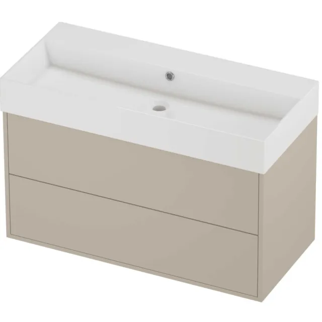 Proline Zara Badmeubelset Porselein Loft 2 Laden 100x46x65 cm Glans Wit Soft Linen Beige