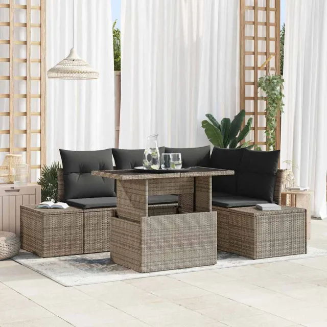 vidaXL Tuin Sofa Set 5 st Grijs poly rattan, foto 2