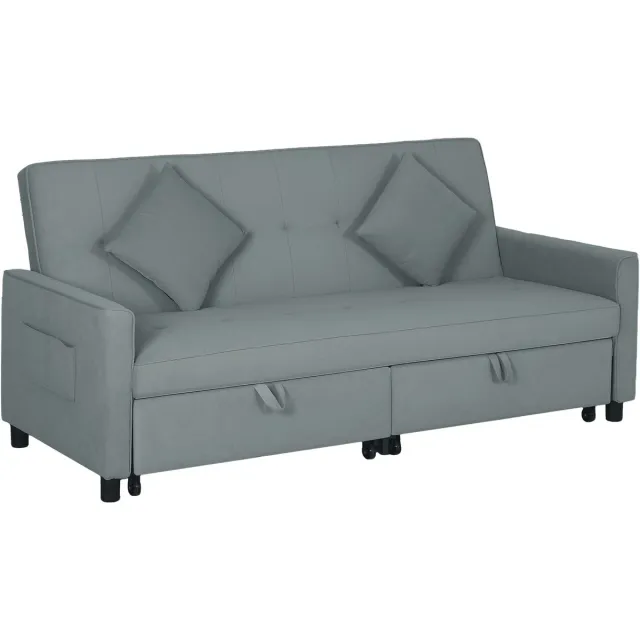 GranMaison Slaapbank - Uitklapbaar - Slaapstoel - Logeerbed - Zetelbed - Slaapfauteuil - Vouwbed - 2 persoons - Zeer comfortabel - Grijs
