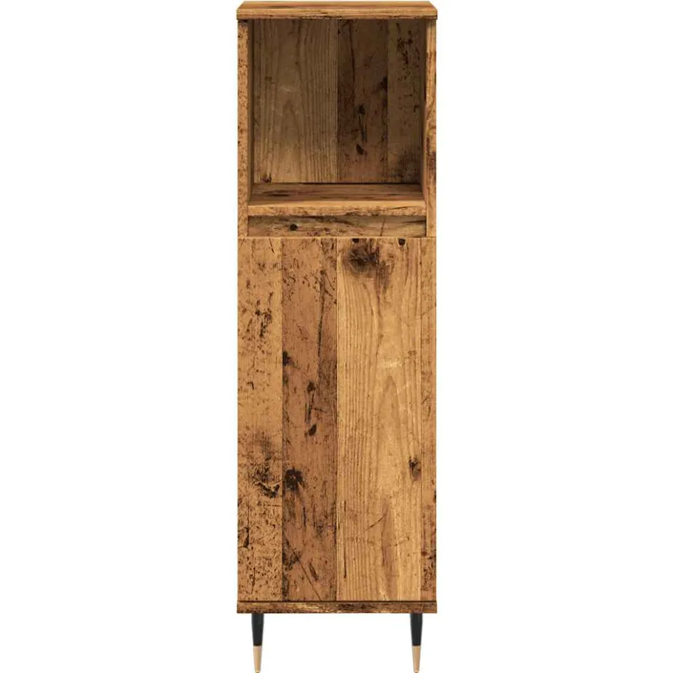 vidaXL Badkamerkast 30x30x100 cm bewerkt hout oud houtkleurig Bruin
