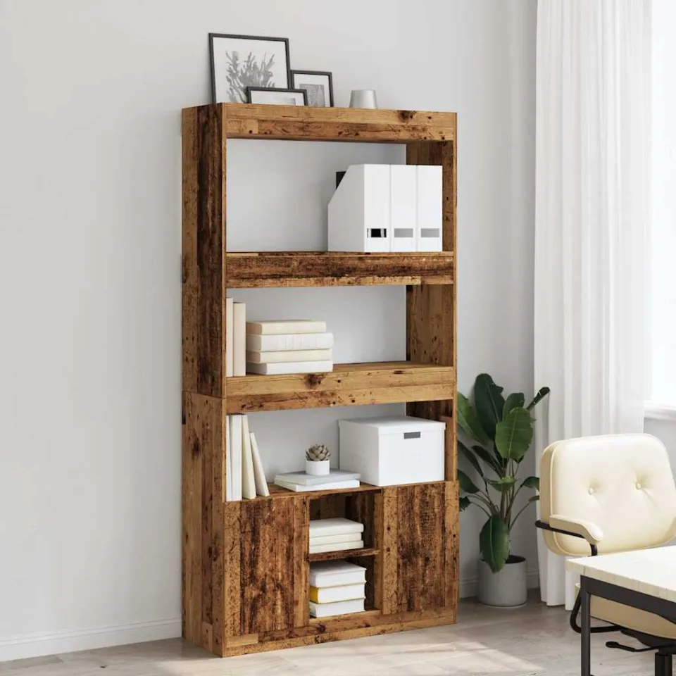 vidaXL Hoge kast 92x33x180 cm bewerkt hout oud houtkleurig bruin, foto 3