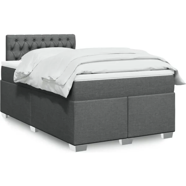 vidaXL Boxspring met matras stof donkergrijs 120x190 cm grijs