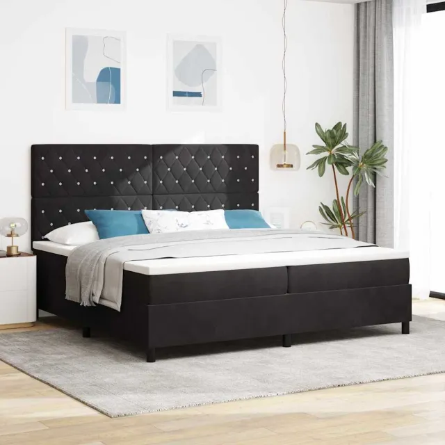 vidaXL Boxspringbed met matras Zwart 200 x 200 cm Fluweel