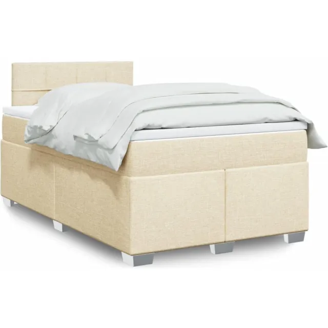 vidaXL Boxspring met matras stof crèmekleurig 120x200 cm