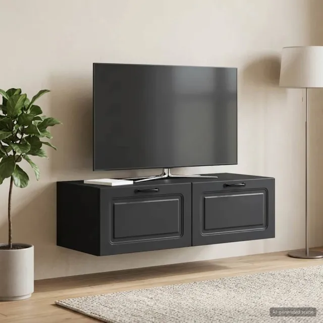 vidaXL Wandbeugel TV-kast Zwart 98 x 41 x 30 cm Bewerkt hout