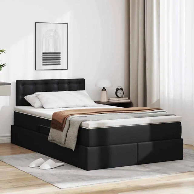 vidaXL Opslag bed met matras met opslag Zwart 120 x 200 cm Nep Leer