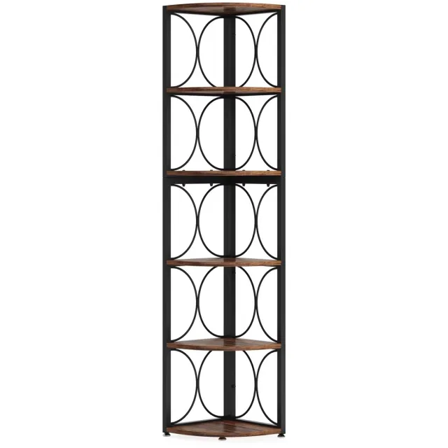 Mura Logistiek Mura Boekenkast - Opbergkast - Opbergrek - Boekenrek - Vakkenkast - Hoekkast - Boekenplank - 6 Etages Opbergruimte - Bruin