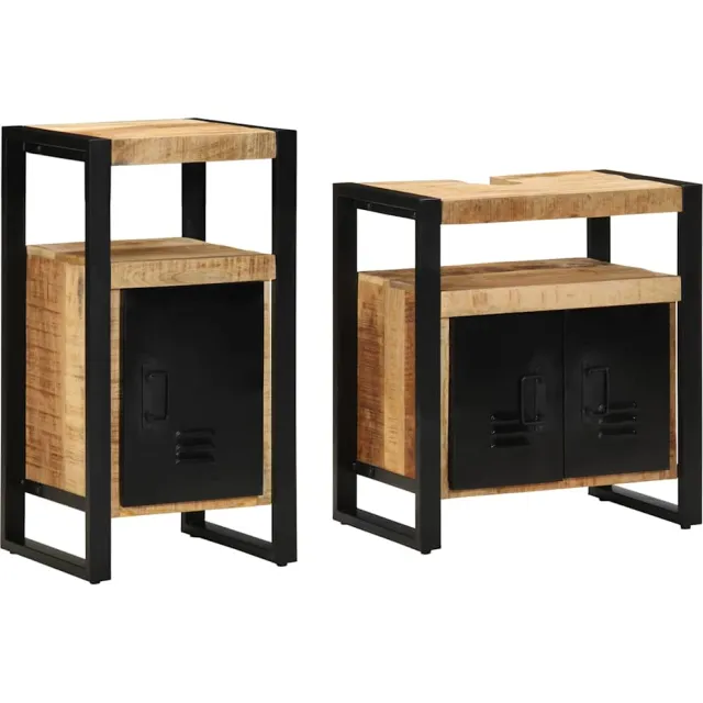 vidaXL Badkamermeubelset 2 st Bruin Massief Ruw Mango Hout